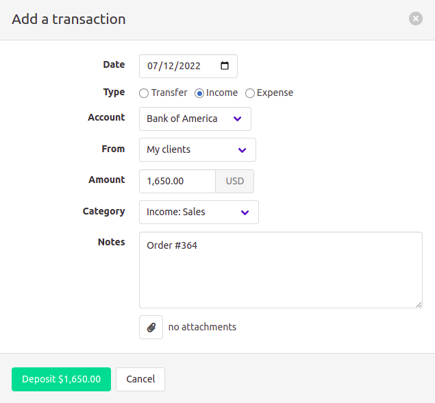 Add transaction